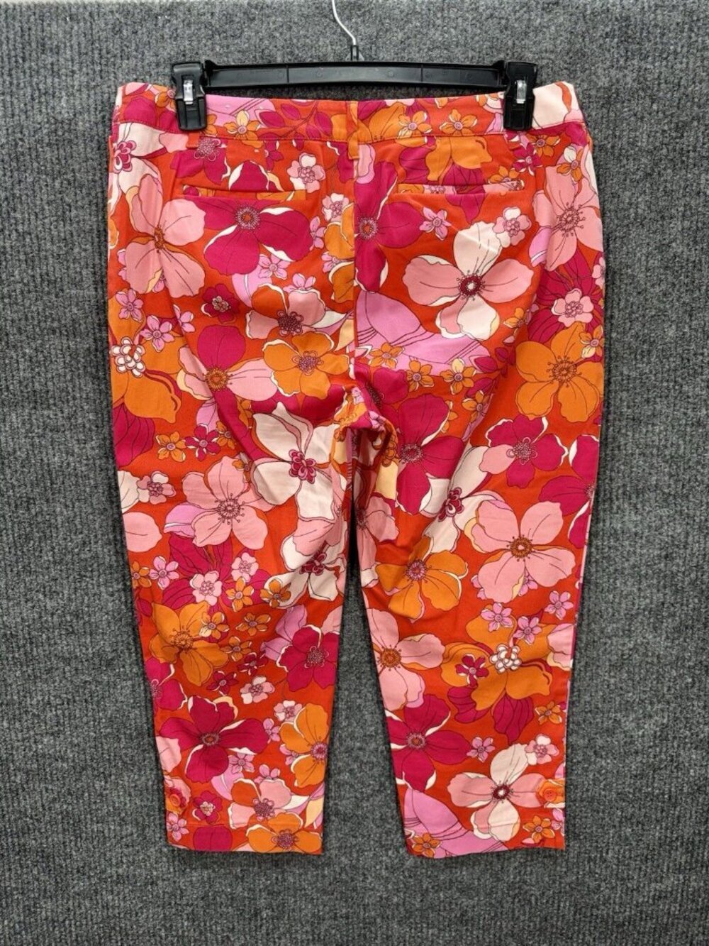 Talbots Perfect Crop Pants Womens 12P Petite Pink Orange Floral Flowers Chino - Picture 10 of 11